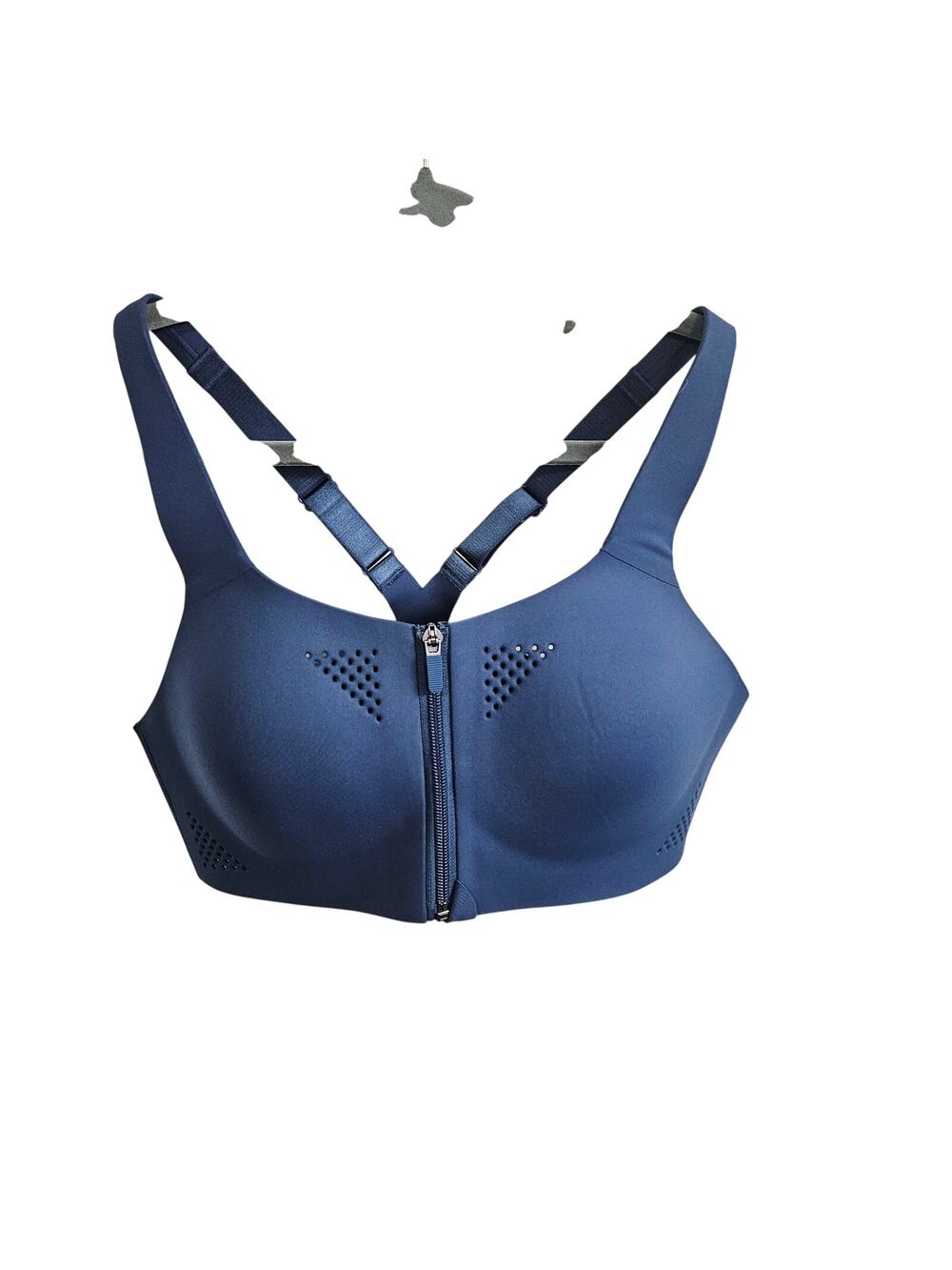 Peachy Athletic Size 10 Zip Up Sports Bra Gray Molded Cups Workout Gym Running